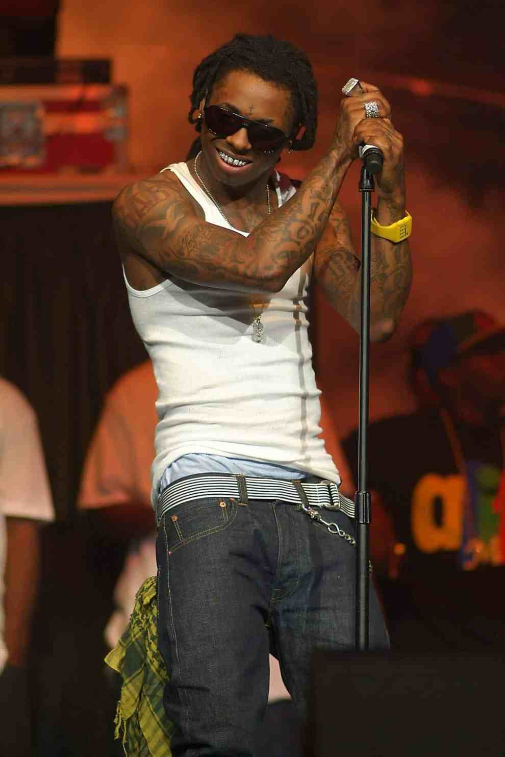 Lil' Wayne performing on stage