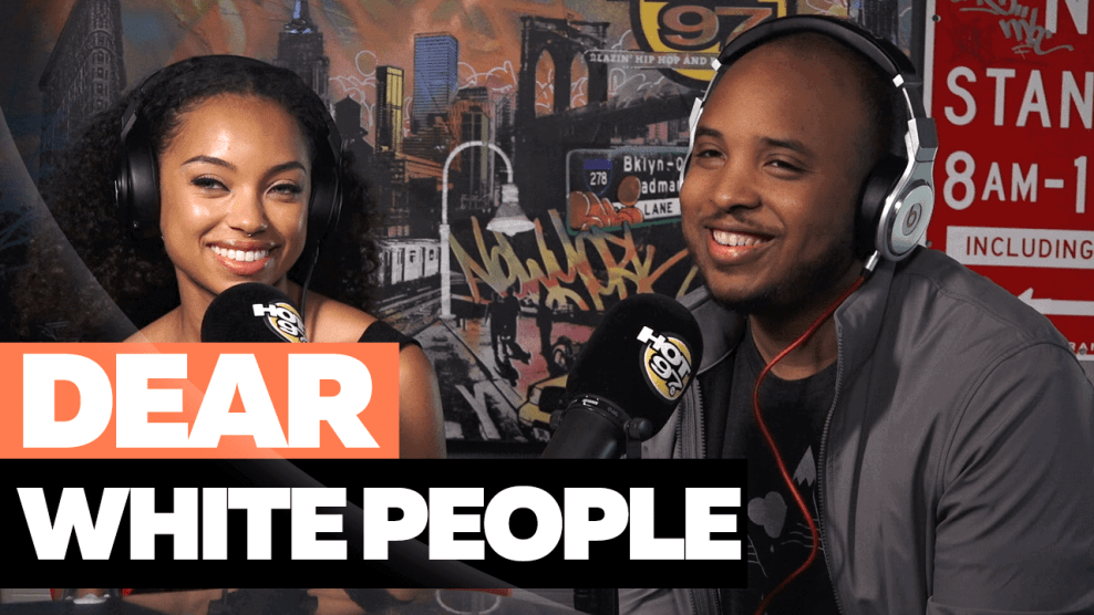 Justin Simien and Logan Browning of Dear White People in Hot 97 Studios on Ebro in the Morning