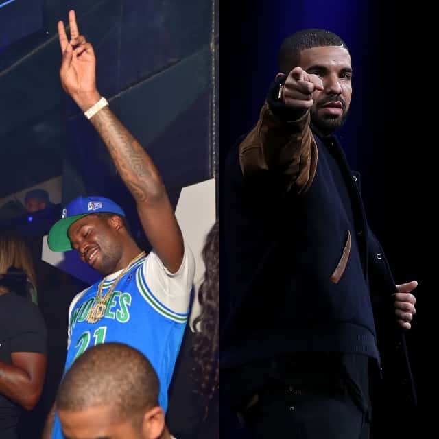 Split image of Meek Mill and Drake