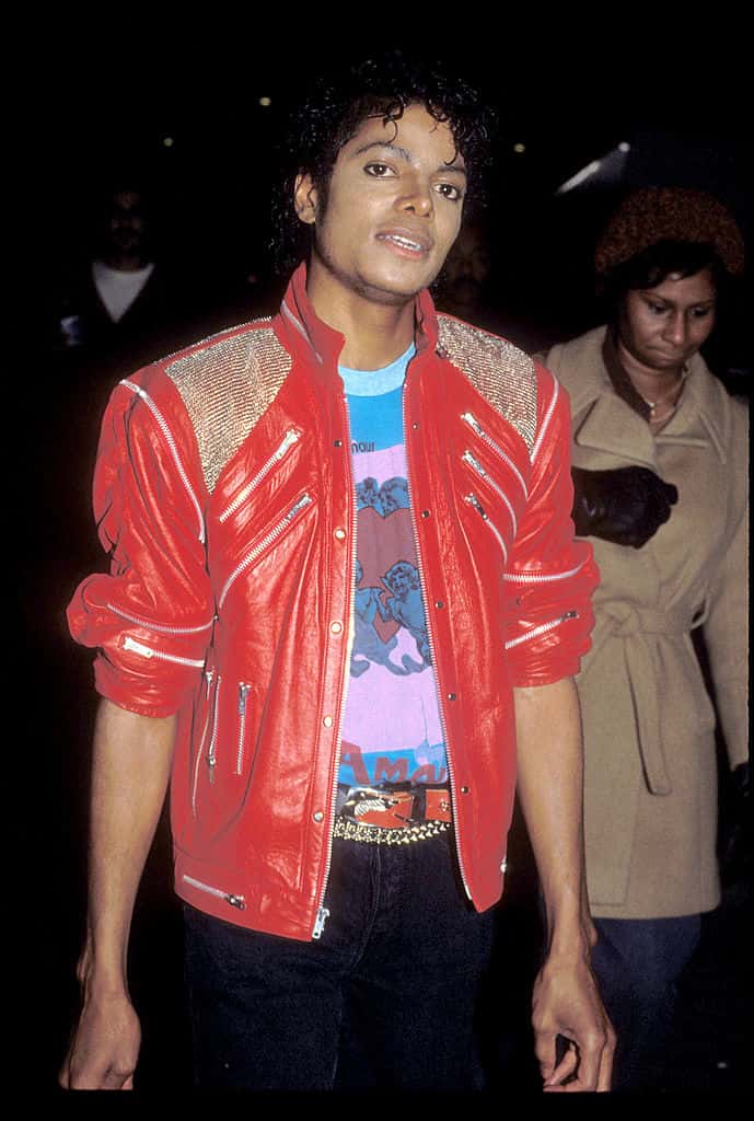 Michael Jackson on set of his video 'Beat It' in downtown Los Angele
