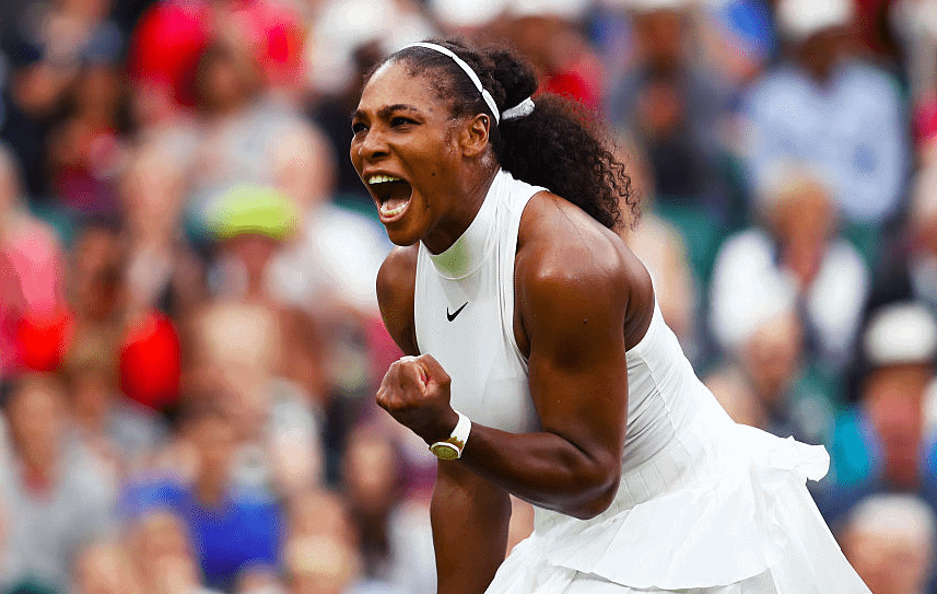 Serena Williams celebrates victory against Angelique Kerber on Day Twelve: The Championships - Wimbledon 2016