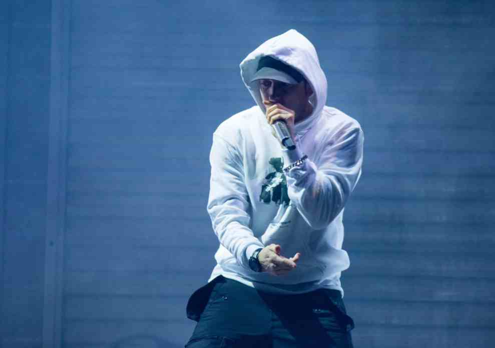 Eminem performs during the Big Sean concert in his hometown of Detroit in 2015
