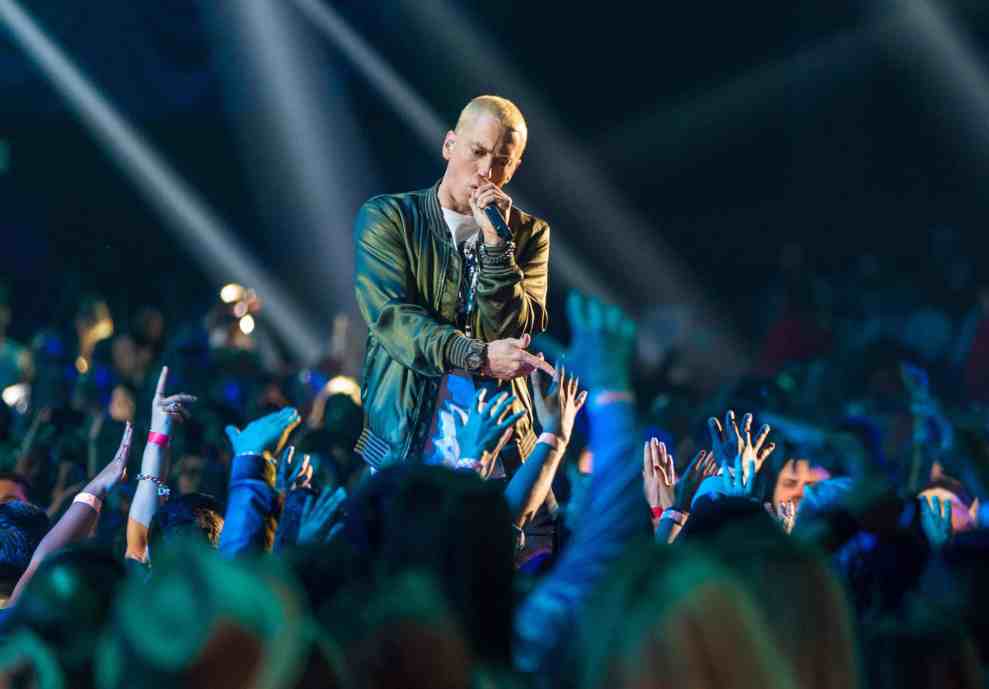 Eminem performs onstage at the 2014 MTV Movie Awards