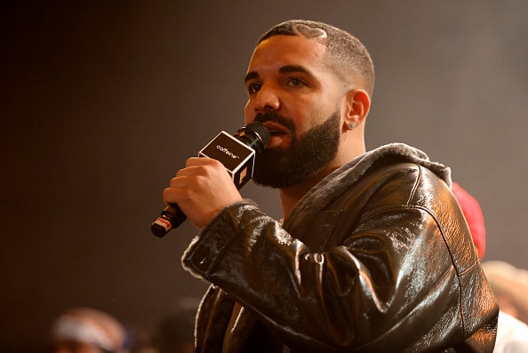 Drake speaks onstage during Drake's Till Death Do Us Part rap battle on October 30