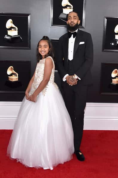 Nipsey Hussle (R) and guest attend the 61st Annual GRAMMY Awards at Staples Center on February 10
