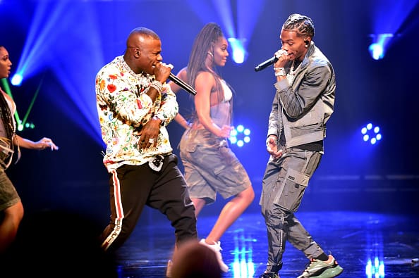 DaBaby and Lil Baby speaks onstage at the BET Hip Hop Awards 2019 at Cobb Energy Center on October 05