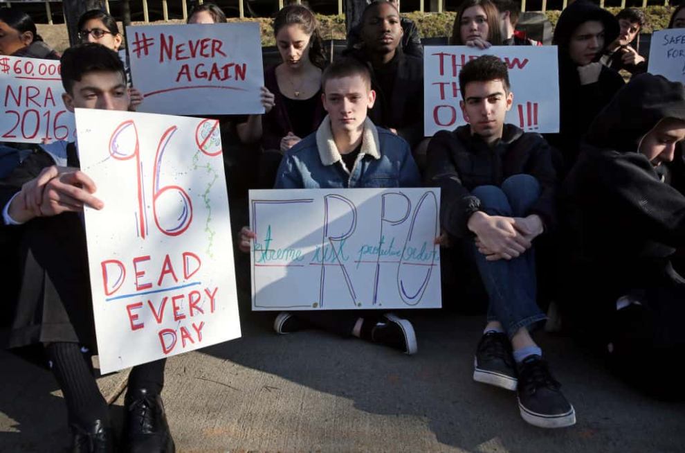 Somerville MA  High Students Walk Out To Protest Gun Violence after Parkland shooting