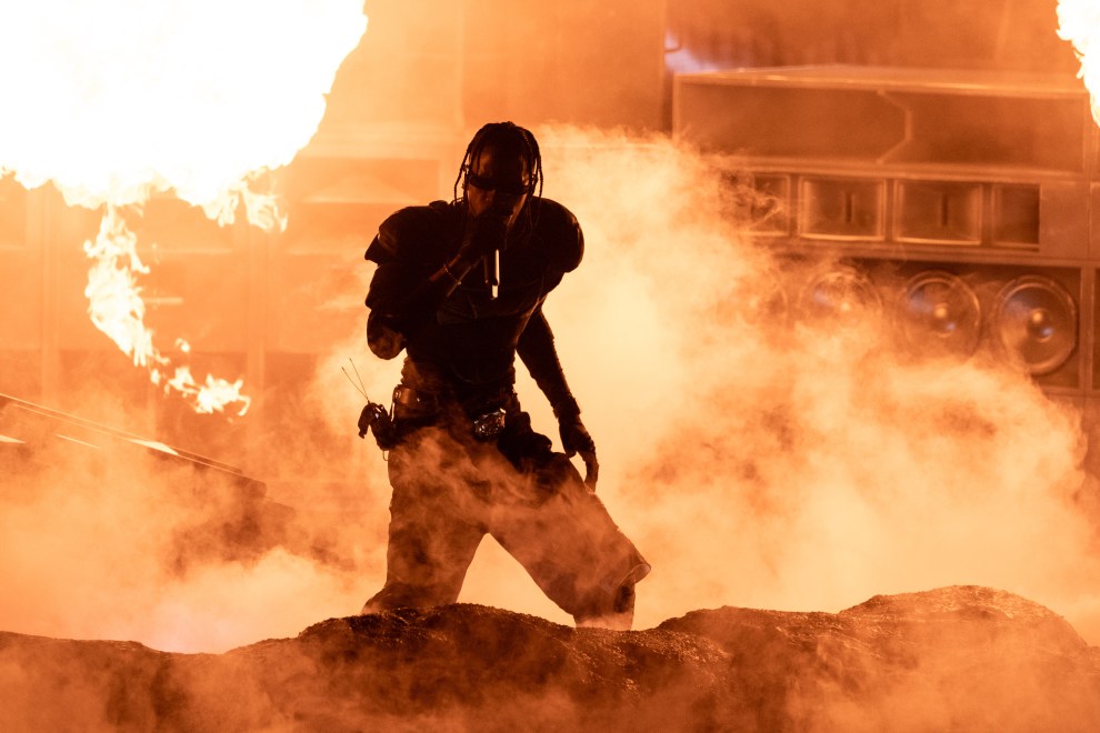 LOS ANGELES, CALIFORNIA - FEBRUARY 04: (FOR EDITORIAL USE ONLY) Travis Scott performs during the 66th GRAMMY Awards at Crypto.com Arena on February 04, 2024 in Los Angeles, California.