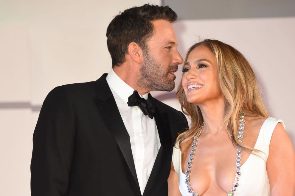 Ben Affleck and Jennifer Lopez attend the red carpet of the movie "The Last Duel" during the 78th Venice International Film Festival on September 10, 2021 in Venice, Italy.