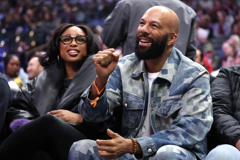 Singer and actress Jennifer Hudson sits with rapper and actor Common during the first half of a game between the LA Clippers and the Toronto Raptors at Crypto.com Arena on January 10, 2024 in Los Angeles, California. NOTE TO USER: User expressly acknowledges and agrees that, by downloading and or using this photograph, User is consenting to the terms and conditions of the Getty Images License Agreement.