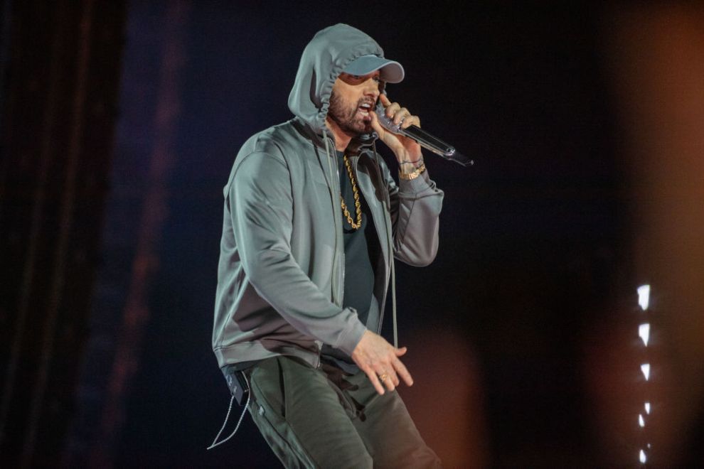 Eminem performs onstage at Live from Detroit: The Concert at Michigan Central" at Michigan Central Station on June 06, 2024 in Detroit, Michigan.