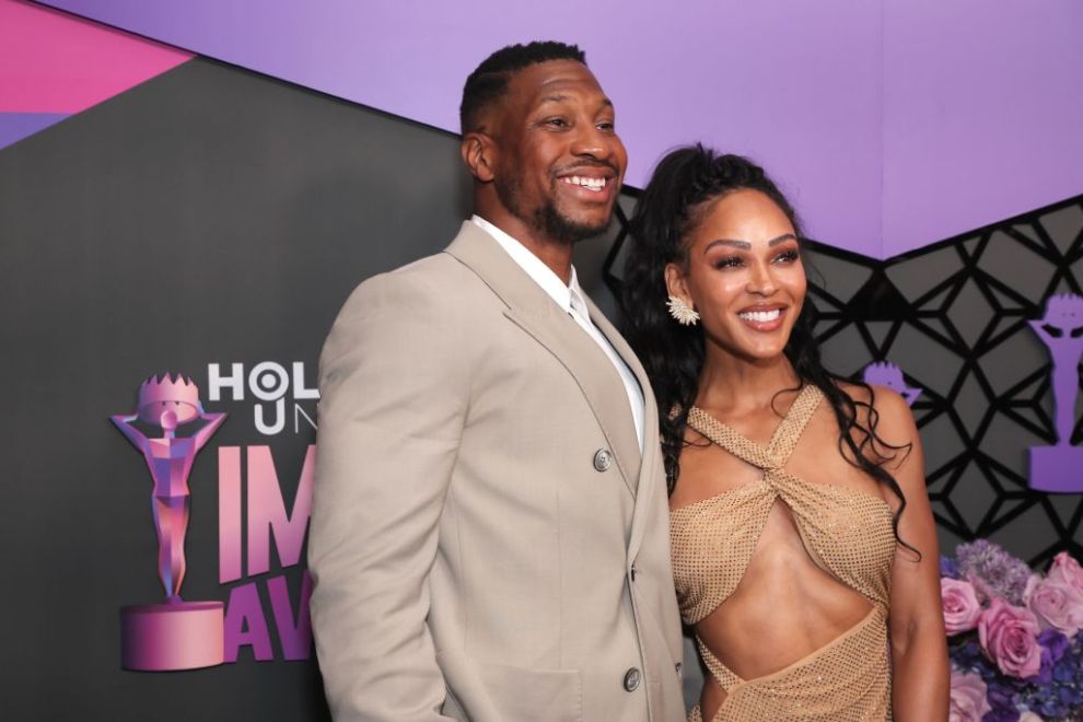 Jonathan Majors and Meagan Good attend Hollywood Unlocked's Fourth Annual Impact Awards at The Beverly Hilton on June 21, 2024 in Beverly Hills, California.