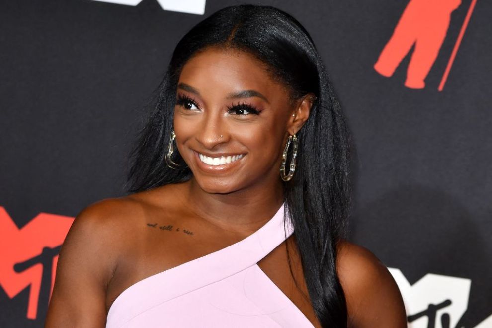 US gymnast Simone Biles arrives for the 2021 MTV Video Music Awards at Barclays Center in Brooklyn, New York, September 12, 2021.