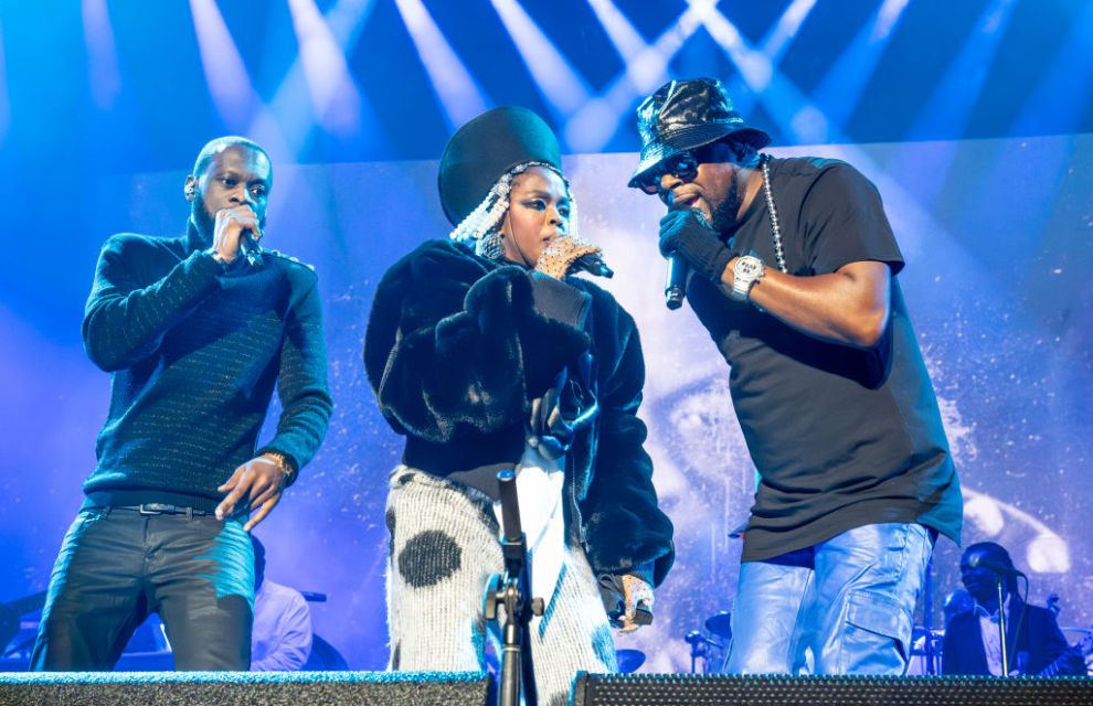 Lauryn Hill performs with (L) Pras Michel and (R) Wyclef Jean of The Fugees at Oakland Arena on November 07, 2023 in Oakland, California.