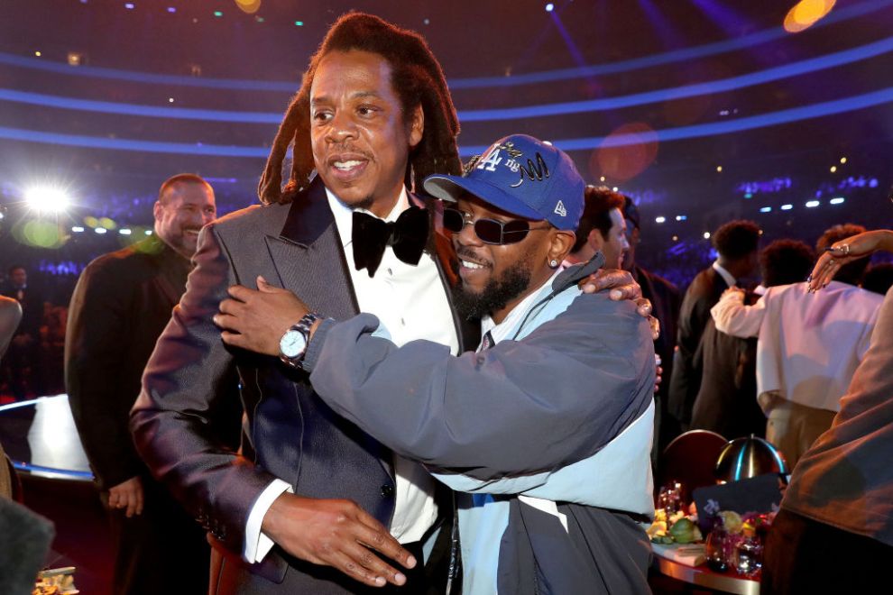 Jay-Z and Kendrick Lamar attend the 65th GRAMMY Awards at Crypto.com Arena on February 05, 2023 in Los Angeles, California.