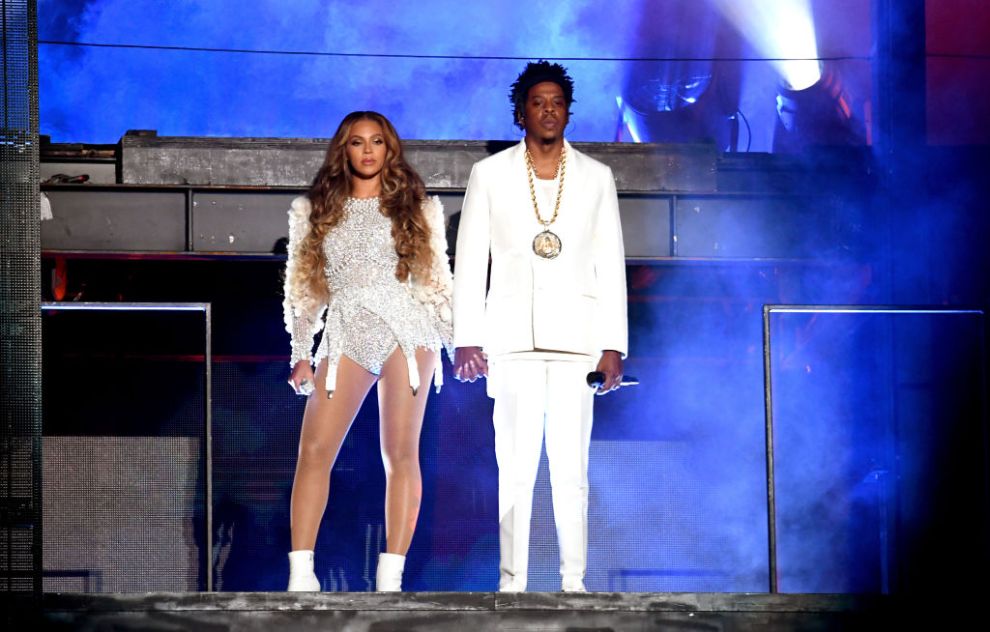 Beyonce (L) and Jay-Z perform onstage during the "On the Run II" Tour at NRG Stadium on September 15, 2018 in Houston, Texas.