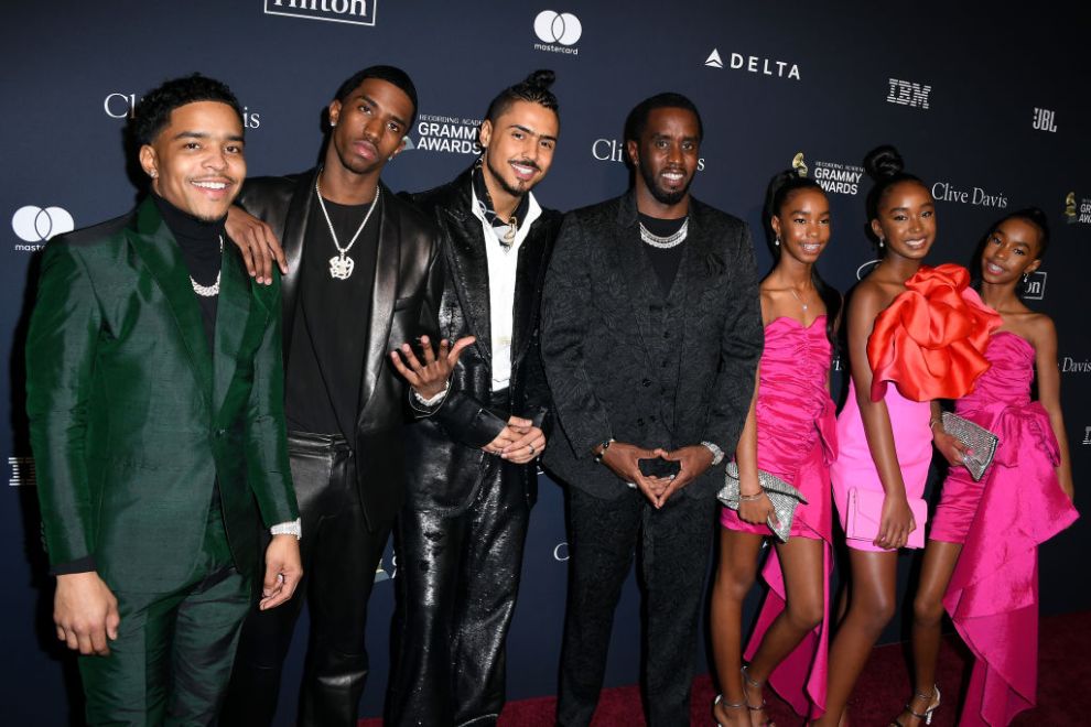 Justin Dior Combs, Christian Combs, Quincy Brown, Honoree Sean "Diddy" Combs, D'Lila Star Combs, Chance Combs, and Jessie James Combs attend the Pre-GRAMMY Gala and GRAMMY Salute to Industry Icons Honoring Sean "Diddy" Combs on January 25, 2020 in Beverly Hills, California.