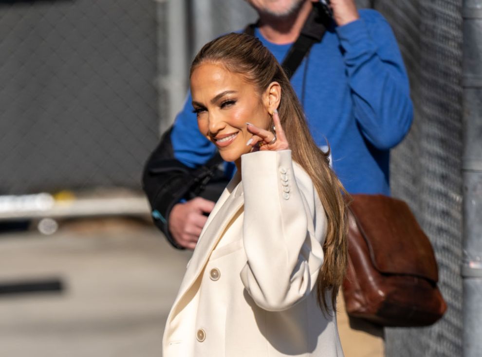 Jennifer Lopez is seen at "Jimmy Kimmel Live" on May 20, 2024 in Los Angeles, California.