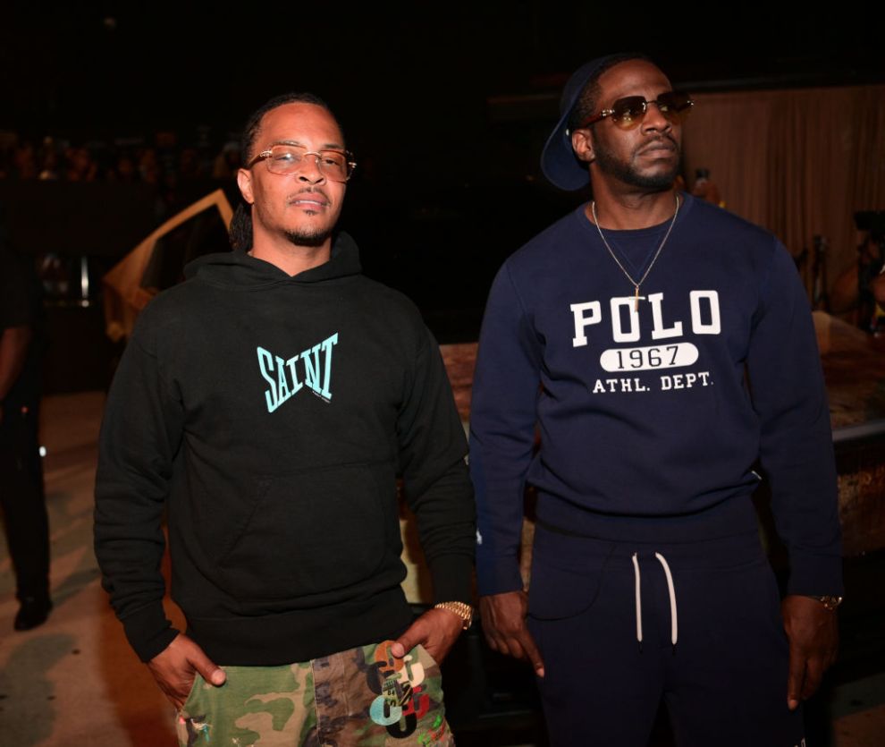 T.I. and Young Dro attend The Trapper Of The Year 2024 Award ceremony at Trap Music Museum on August 29, 2024 in Atlanta, Georgia.