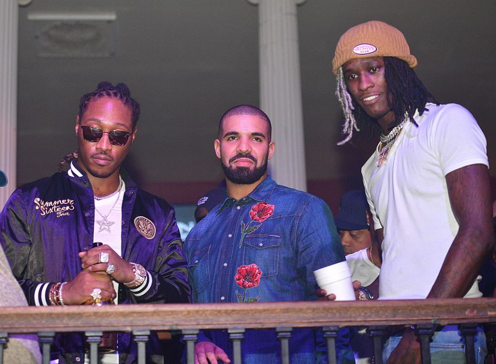 Rapper Future, Drake and Young Thug attend the Summer Sixteen Concert After Party at The Mansion Elan on August 27, 2016 in Atlanta, Georgia.