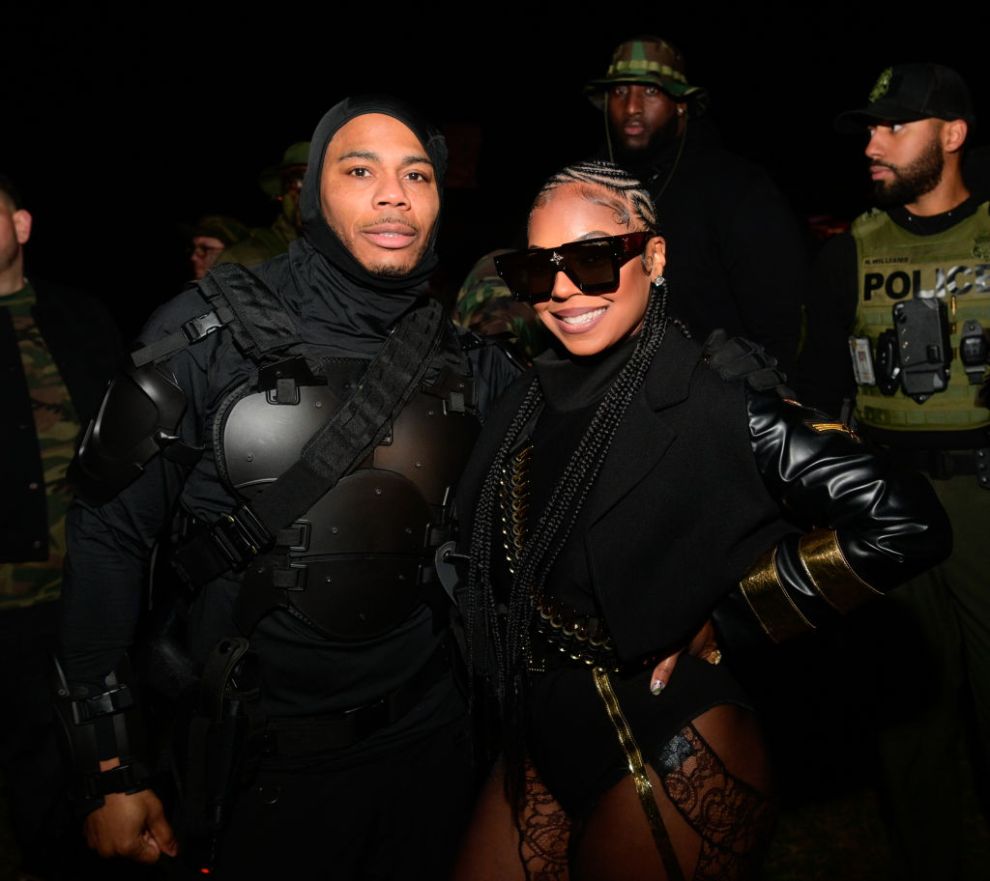 Nelly and Ashanti attend Nelly's Halloween Birthday Celebration on October 31, 2023 in Fairburn, Georgia.