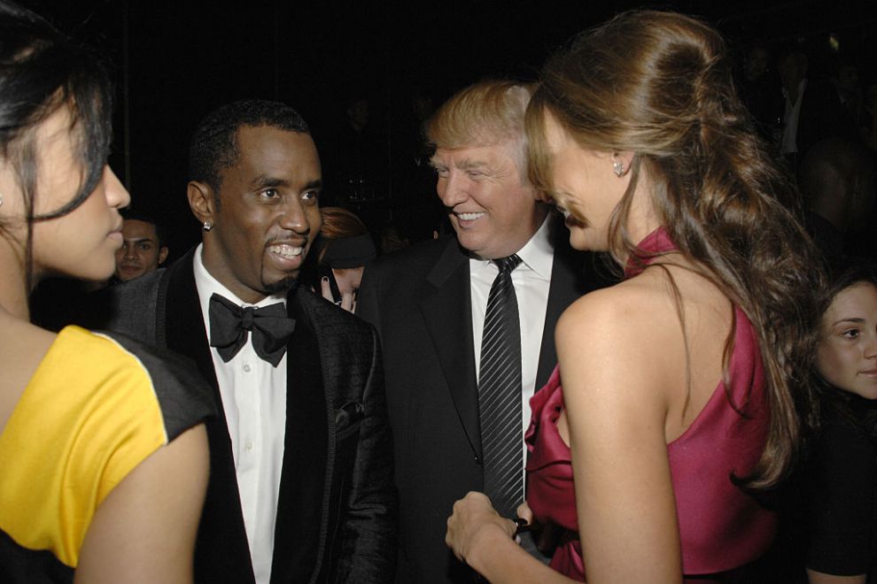 NEW YORK, NY - FEBRUARY 6: (L-R) Cassie, Sean Combs, Donald Trump and Melania Trump attend GUCCI and MADONNA host A NIGHT TO BENEFIT RAISING MALAWI AND UNICEF at the United Nations on February 6, 2008 in New York City.