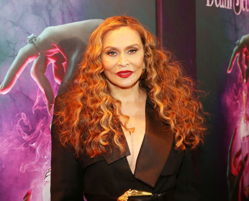 21 Tina Knowles poses at the opening night of the new musical based on the film "Death Becomes Her" on Broadway at The Lunt-Fontanne Theatre on November 21, 2024 in New York City.